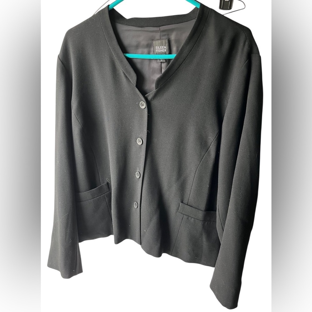 *Eileen Fisher Black Wool Blazer XL